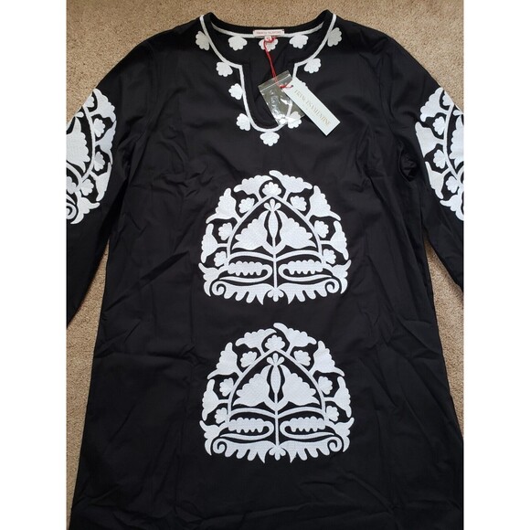 NWT Frances Valentine Size XS Kris Midi Dress Black & White Embroidered Boho - Picture 2 of 9